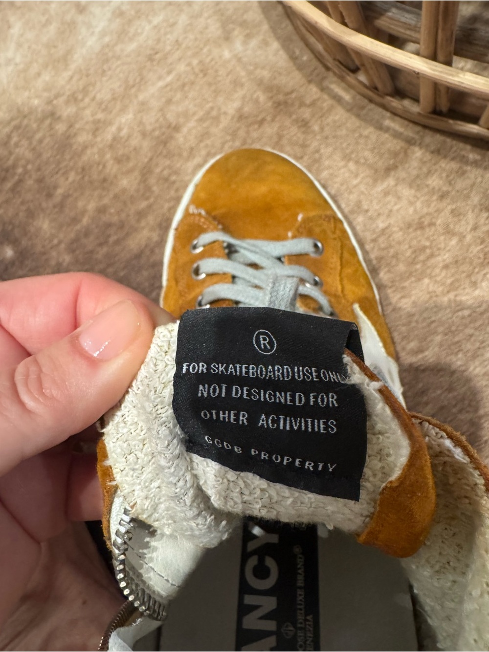 Golden Goose Men's Suede High-Top Sneakers in Mustard Brown - Picture 9 of 12